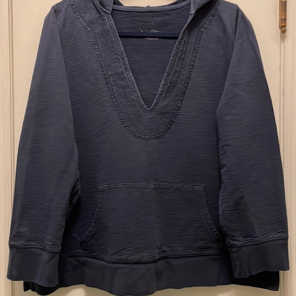 Lane Bryant Blue Cotton Hooded Workout Yoga Pullover Top 18/20 - Picture 3 of 7